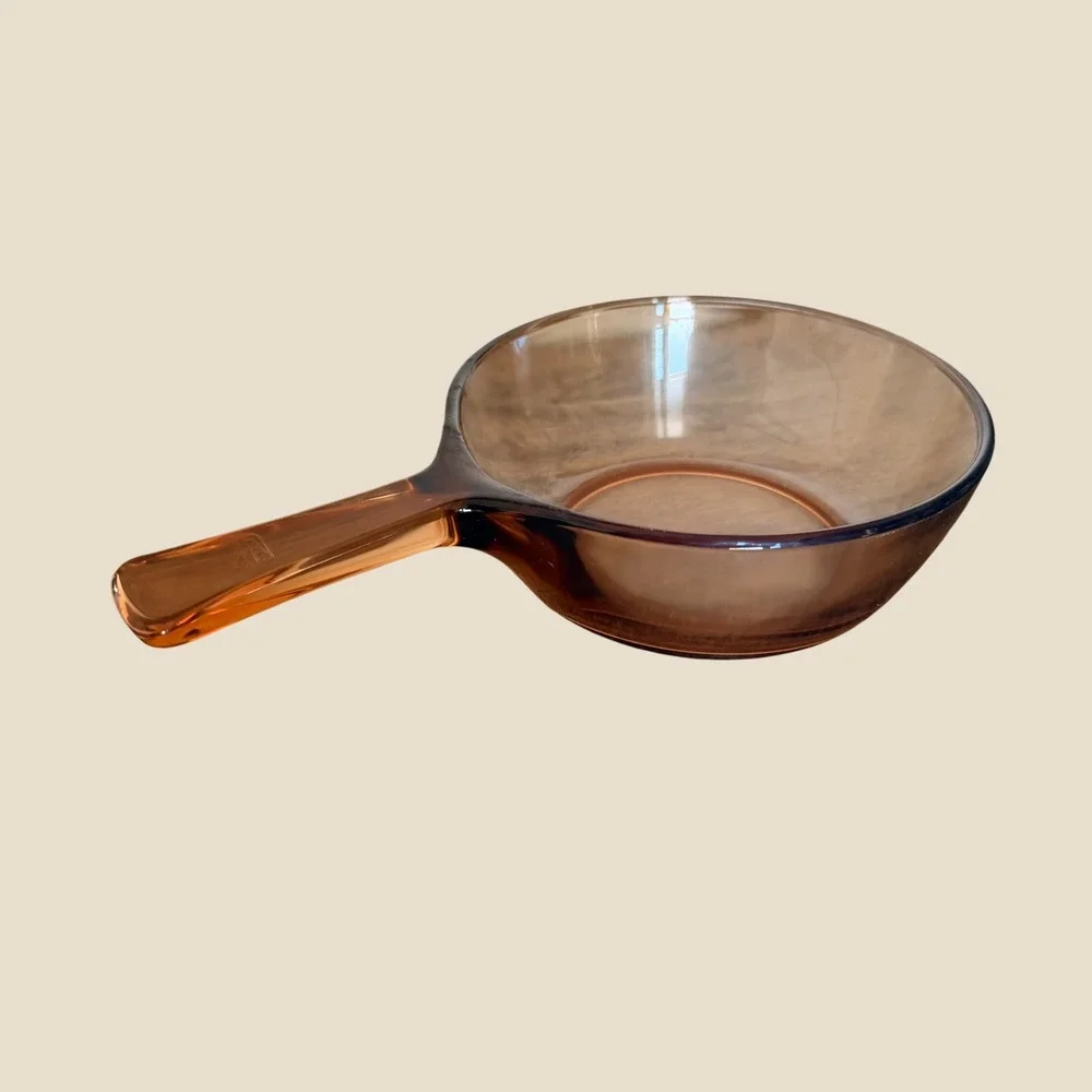 Visions Corning Saucepan Skillet Amber Glass 6
